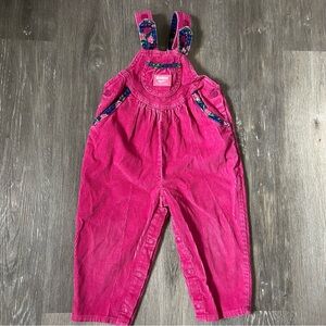 Oshkosh B'Gosh Vintage Corduroy Floral Overalls Pink Size 2T Toddler MADE IN USA